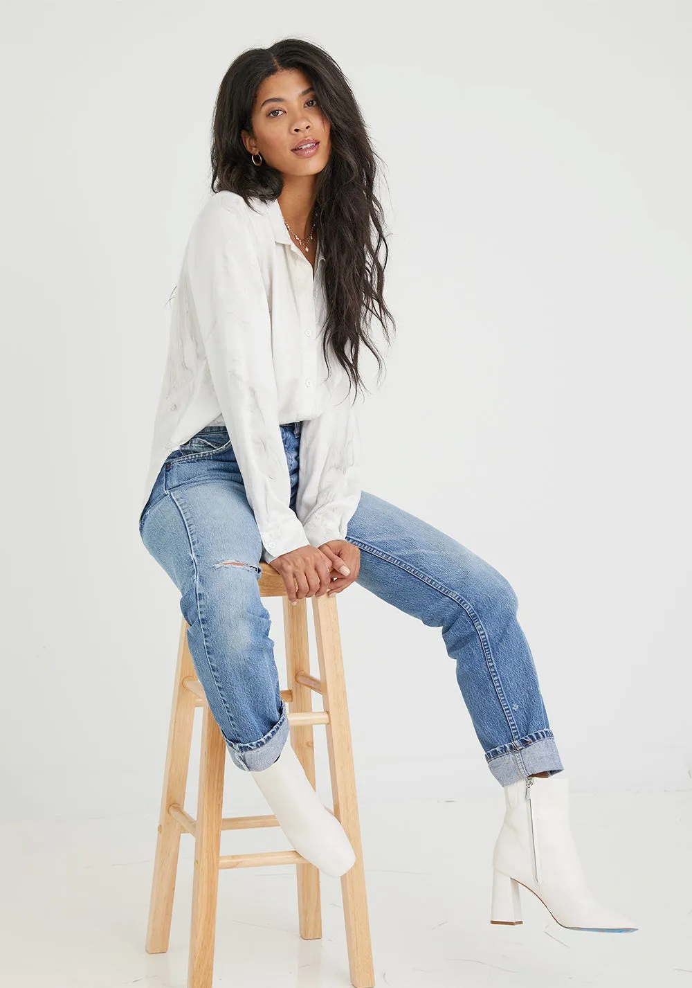 Bella Dahl - Long Sleeve Clean Shirt - Marble Dye
