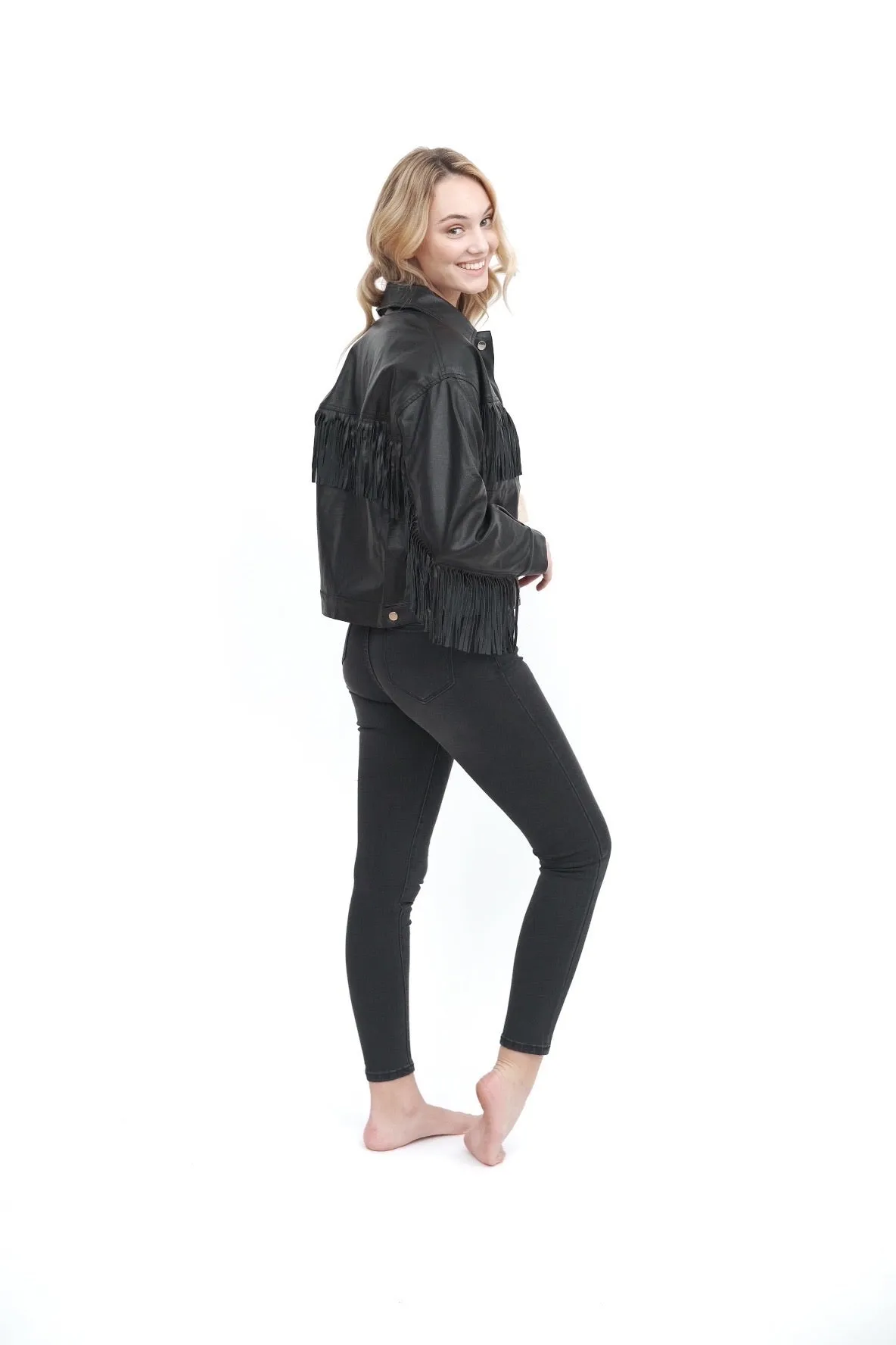 Black Fringe Moto Jacket
