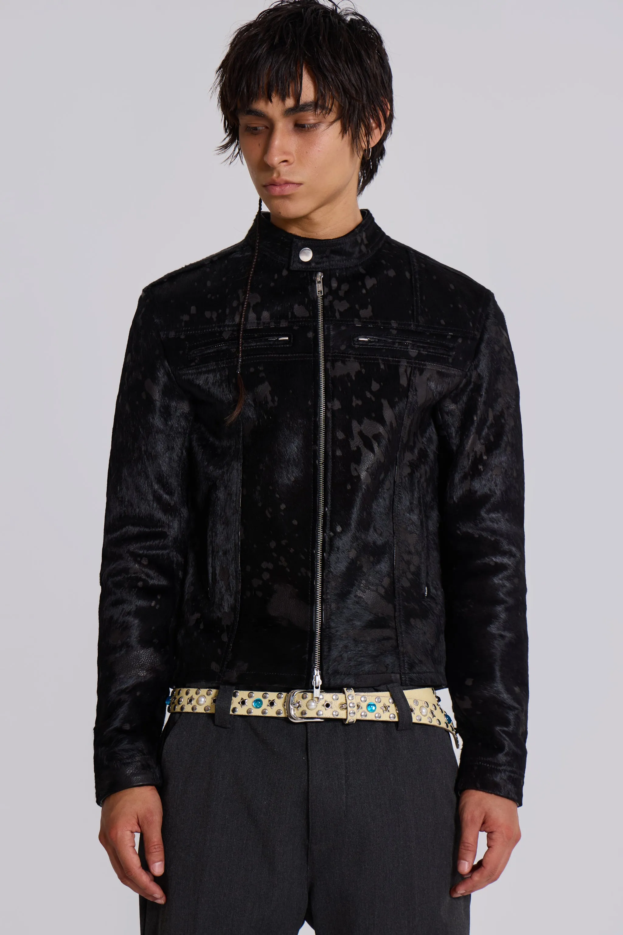 Black Real Leather Piston Jacket