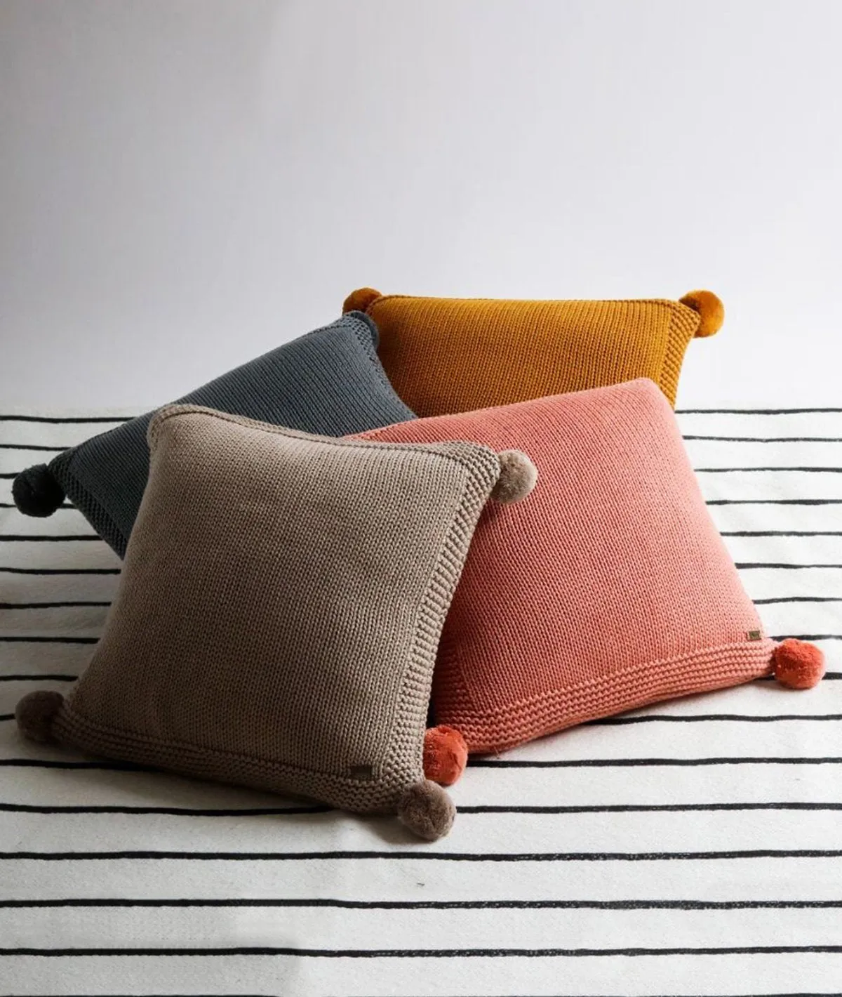 Chunky Knit - Dusty Coral Cotton Knitted Decorative Cushion Cover (16" x 16")