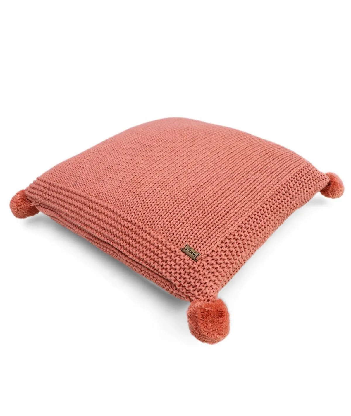 Chunky Knit - Dusty Coral Cotton Knitted Decorative Cushion Cover (16" x 16")