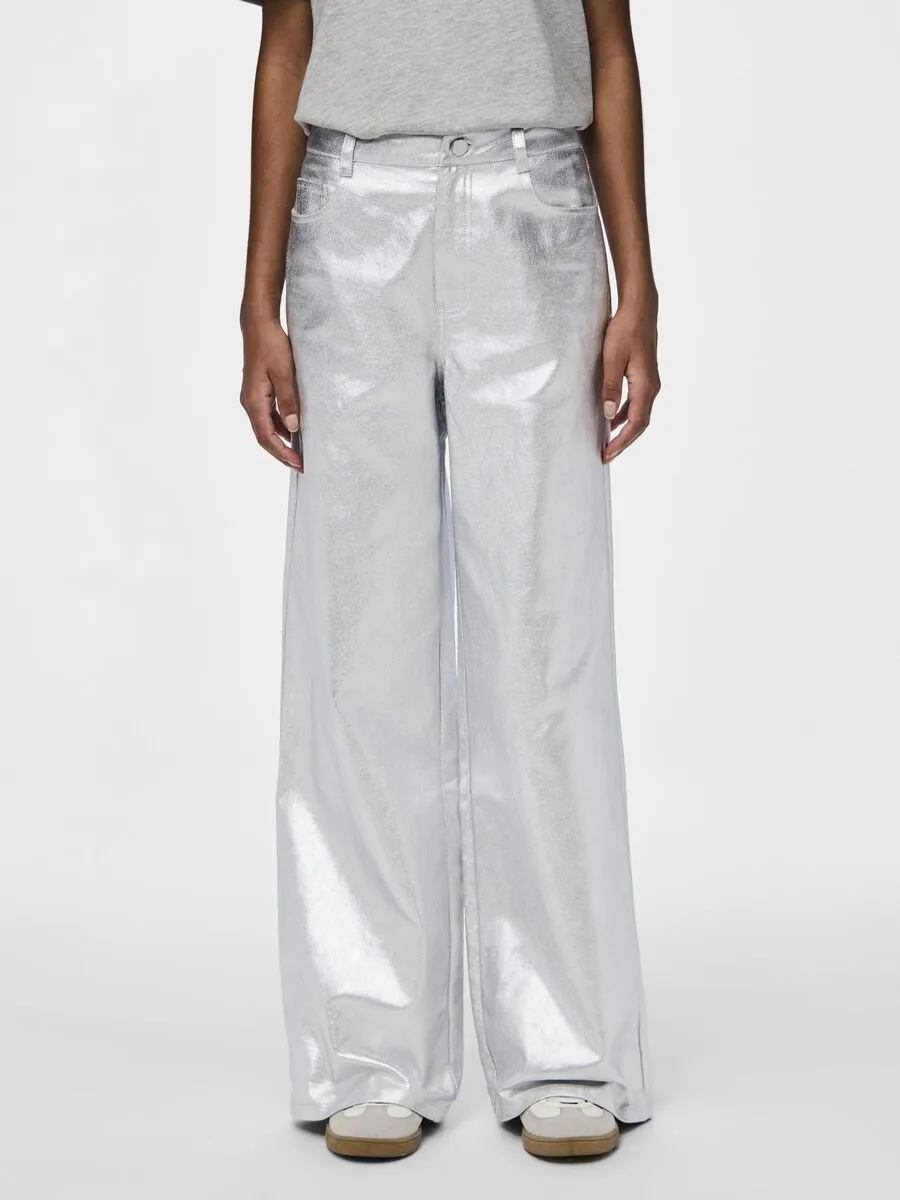Dessa Wide Leg Trousers (Silver)