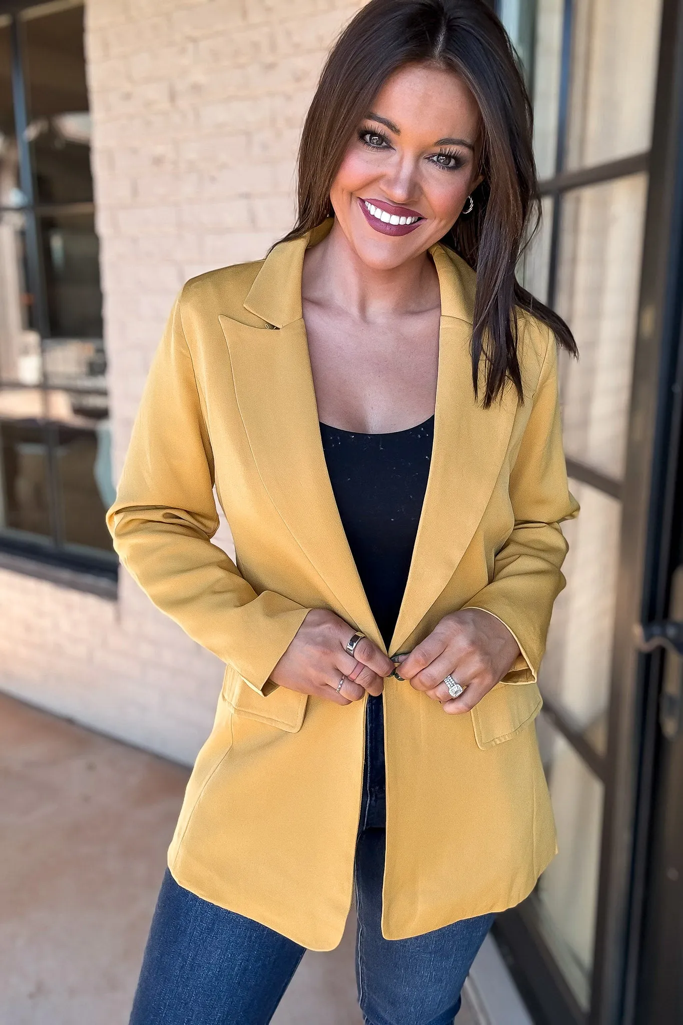 Focused on Priorities Mustard Blazer