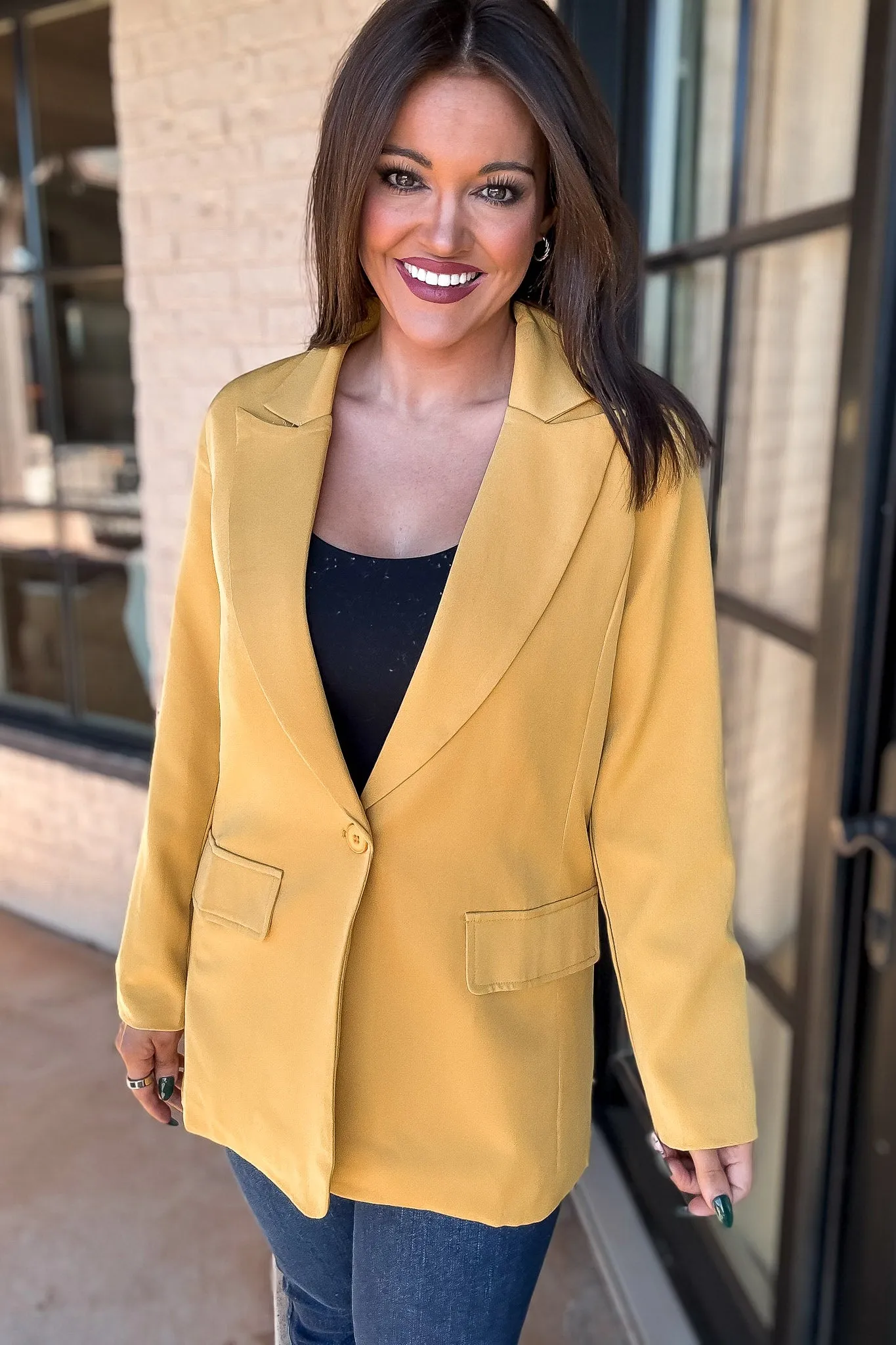 Focused on Priorities Mustard Blazer