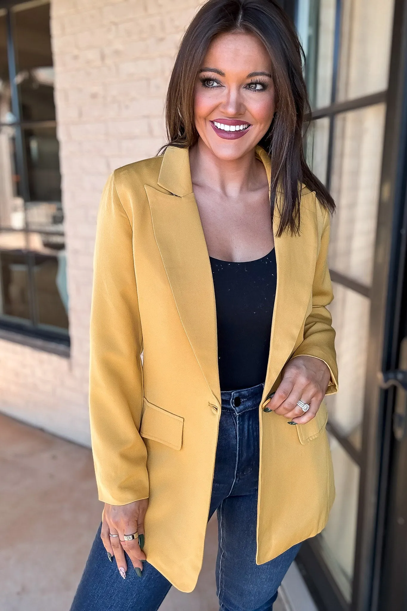 Focused on Priorities Mustard Blazer
