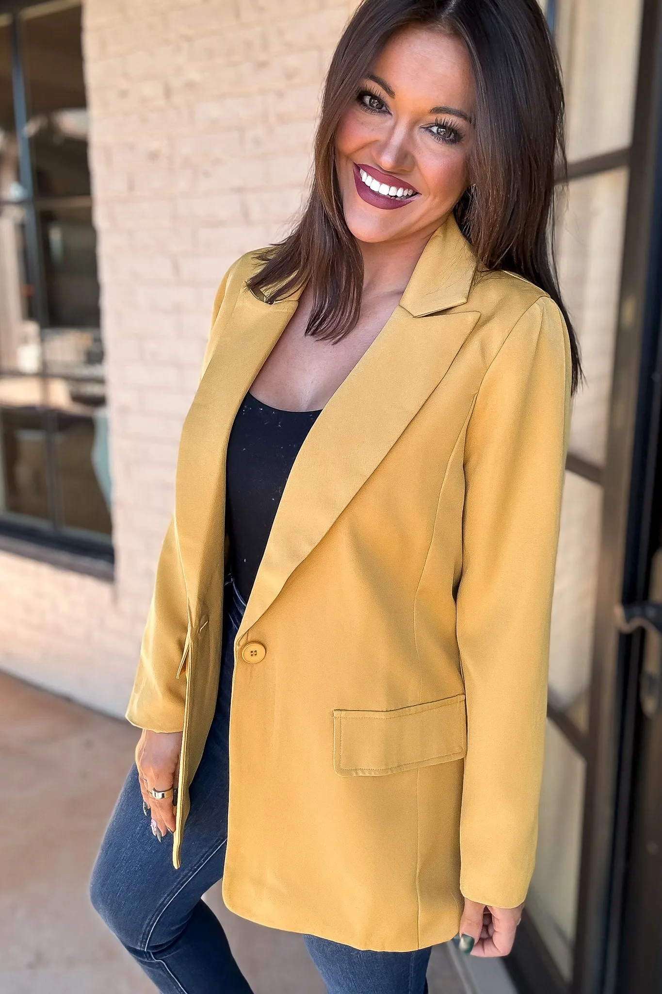 Focused on Priorities Mustard Blazer