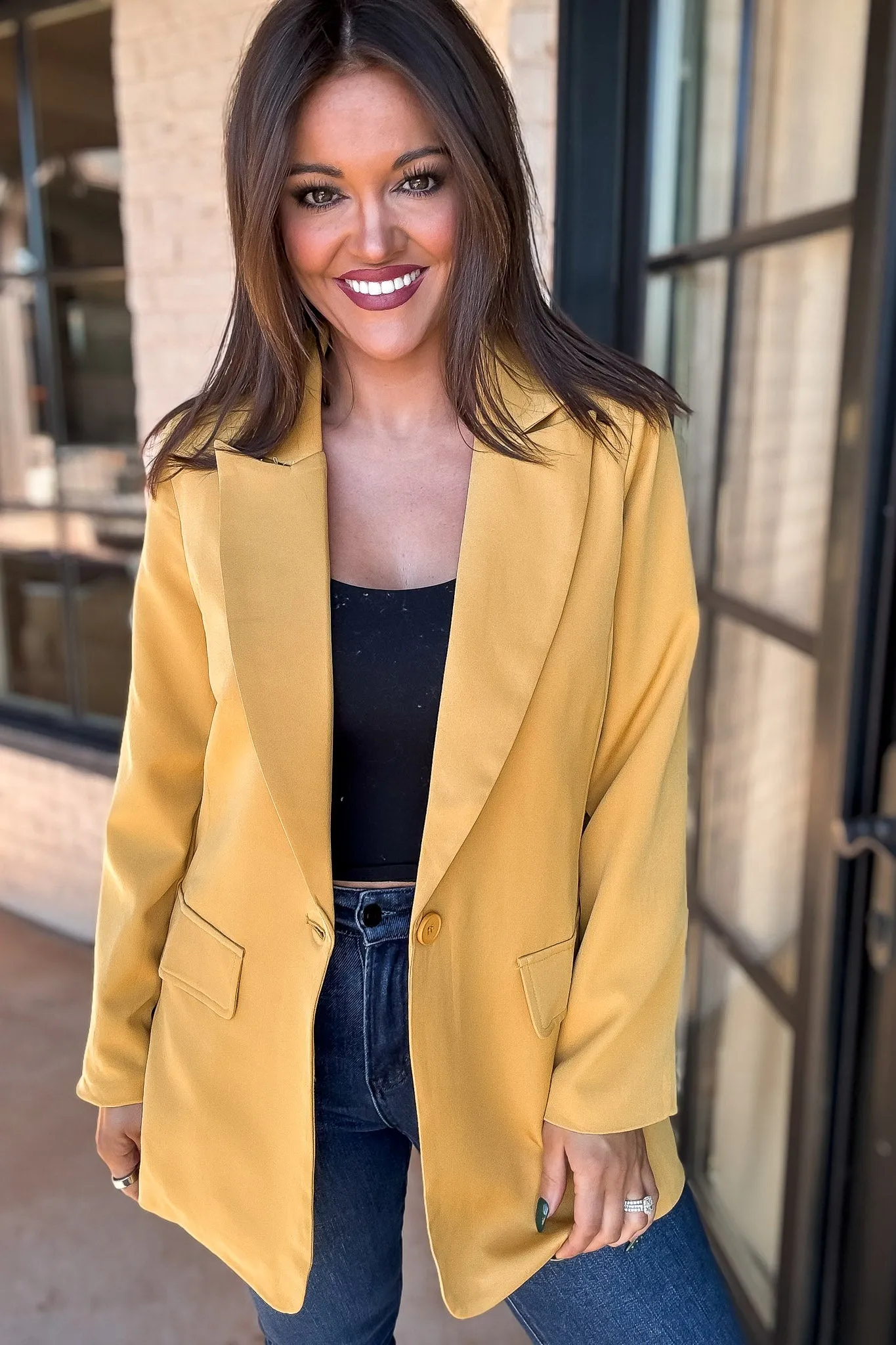 Focused on Priorities Mustard Blazer