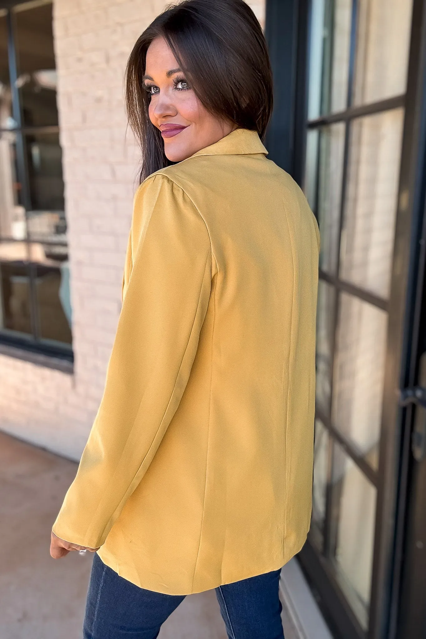 Focused on Priorities Mustard Blazer