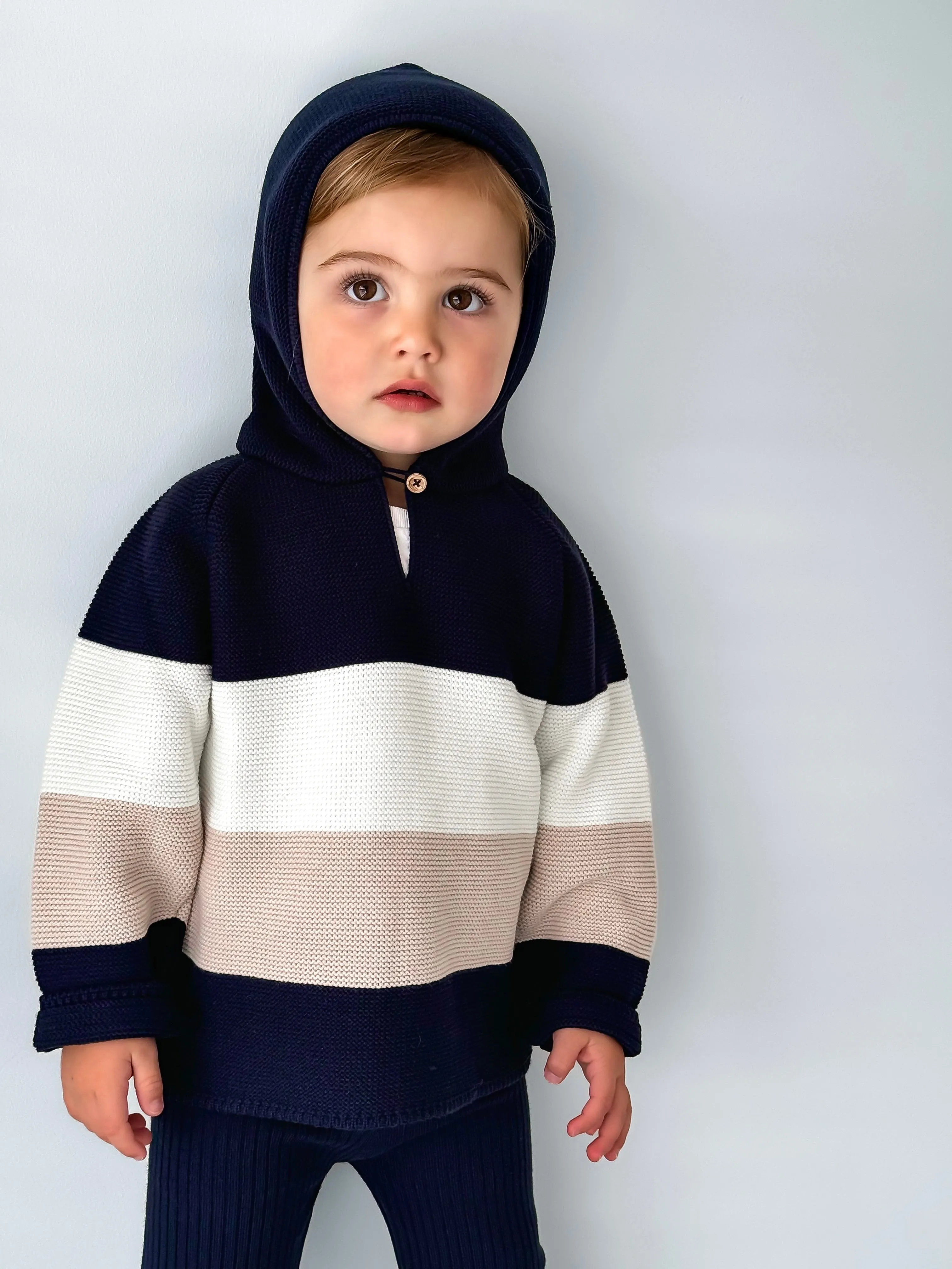 Granlei Navy & Beige Hoodie & Trouser Set