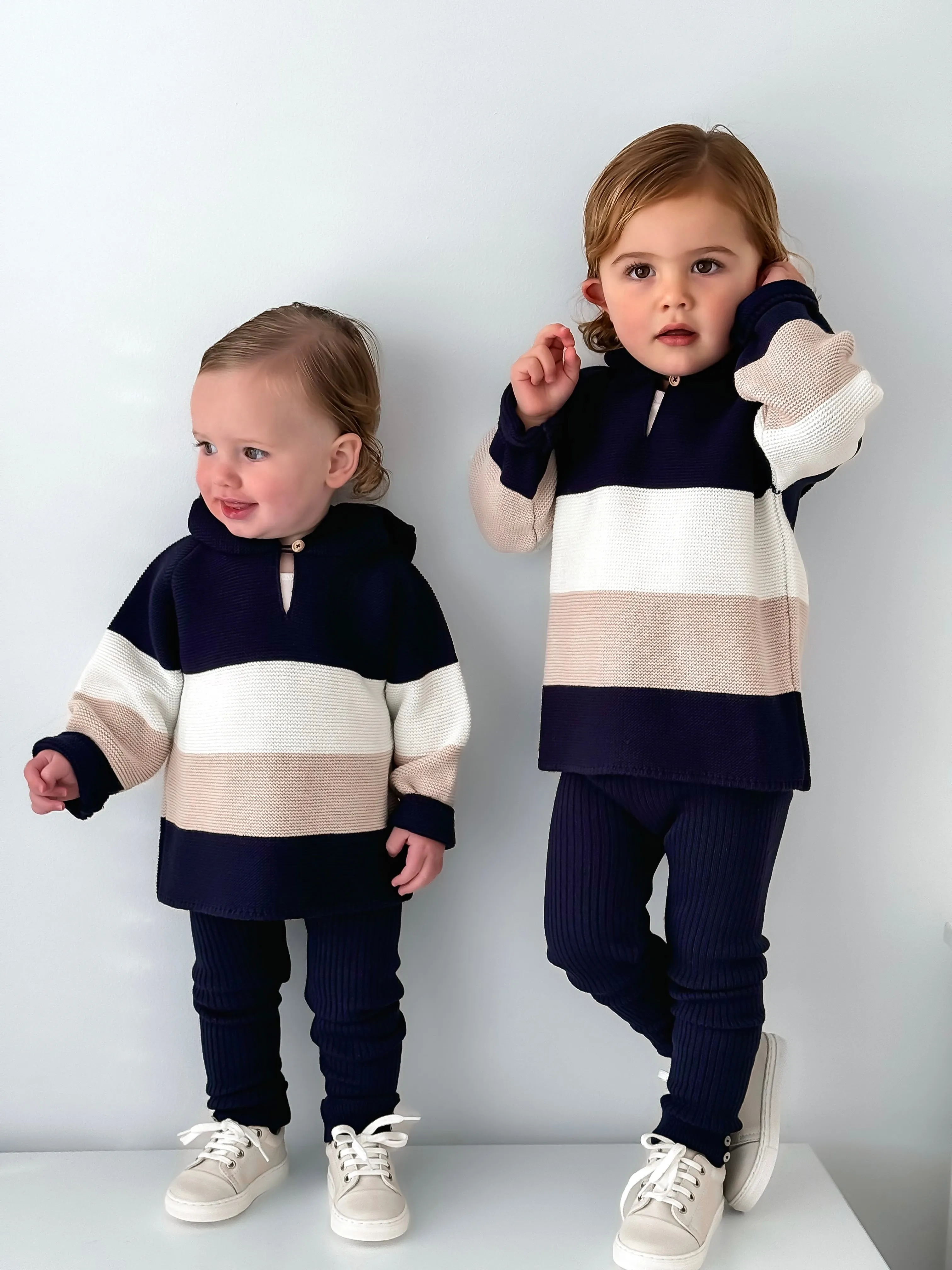 Granlei Navy & Beige Hoodie & Trouser Set