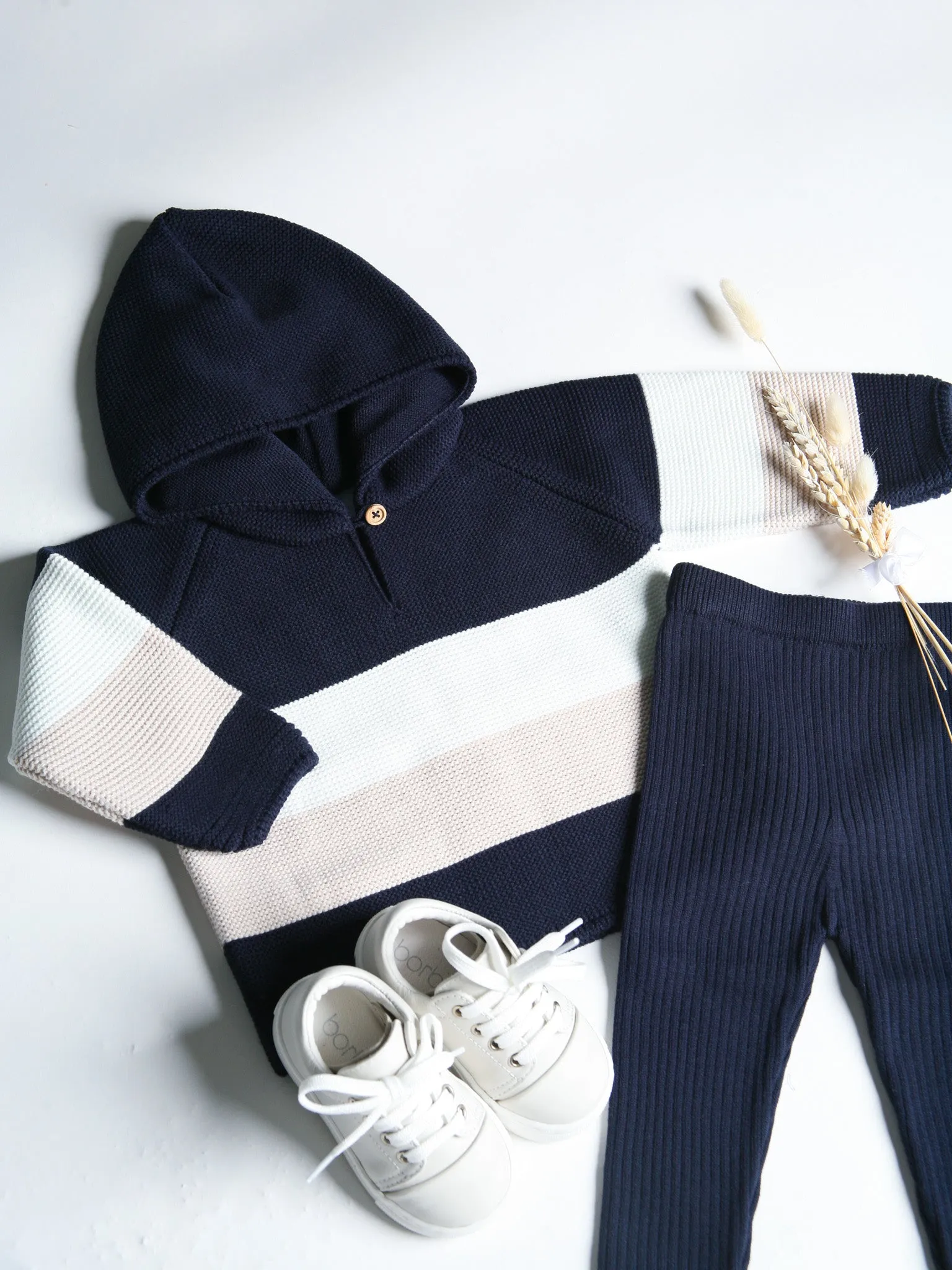 Granlei Navy & Beige Hoodie & Trouser Set