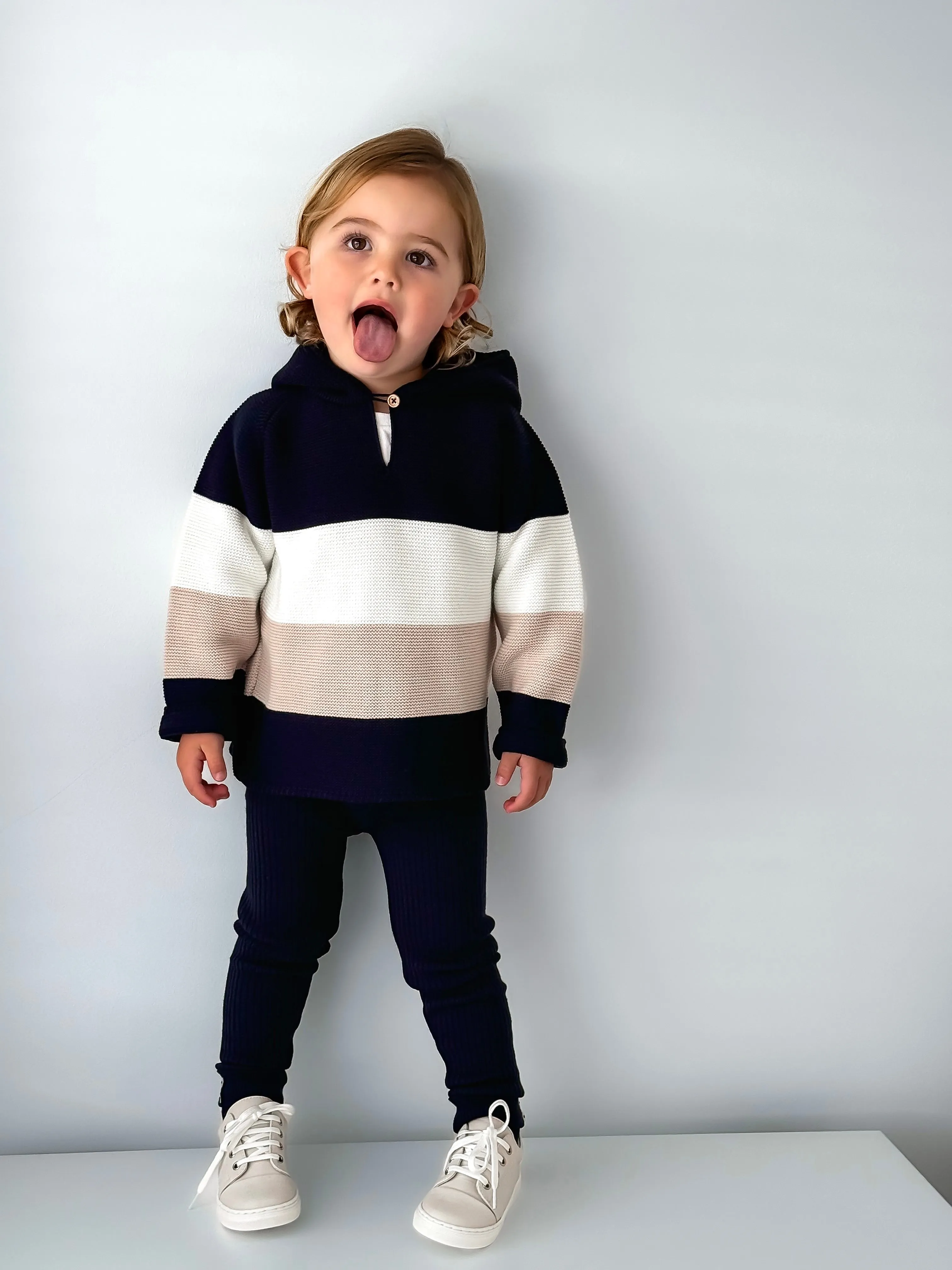 Granlei Navy & Beige Hoodie & Trouser Set