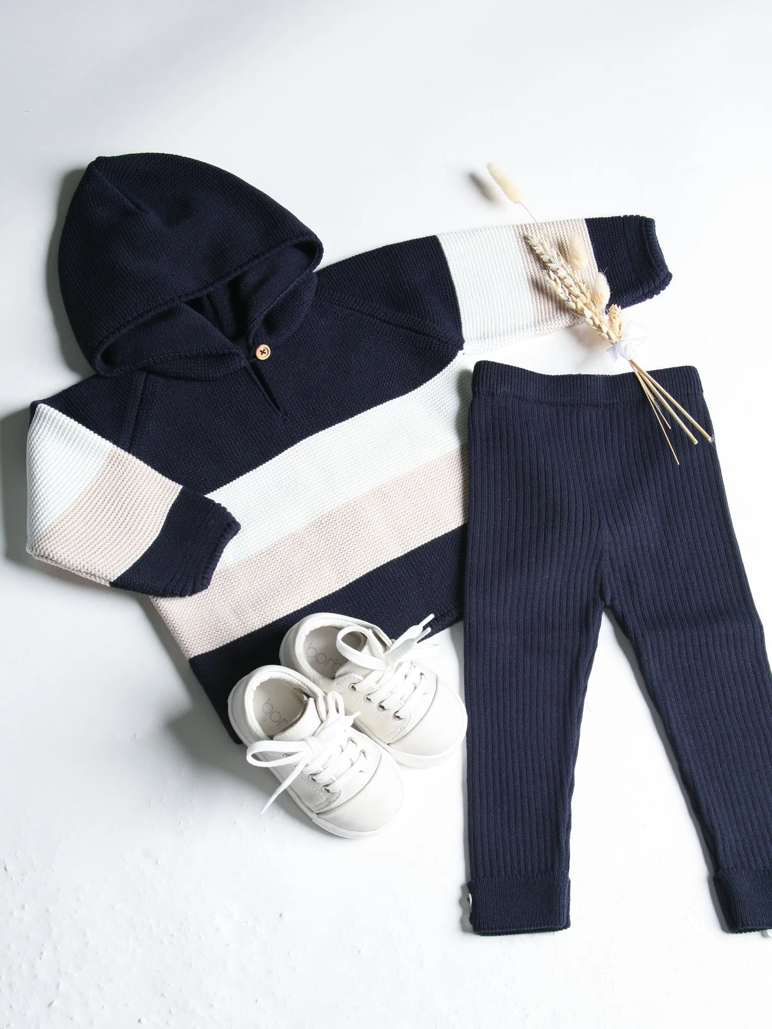 Granlei Navy & Beige Hoodie & Trouser Set