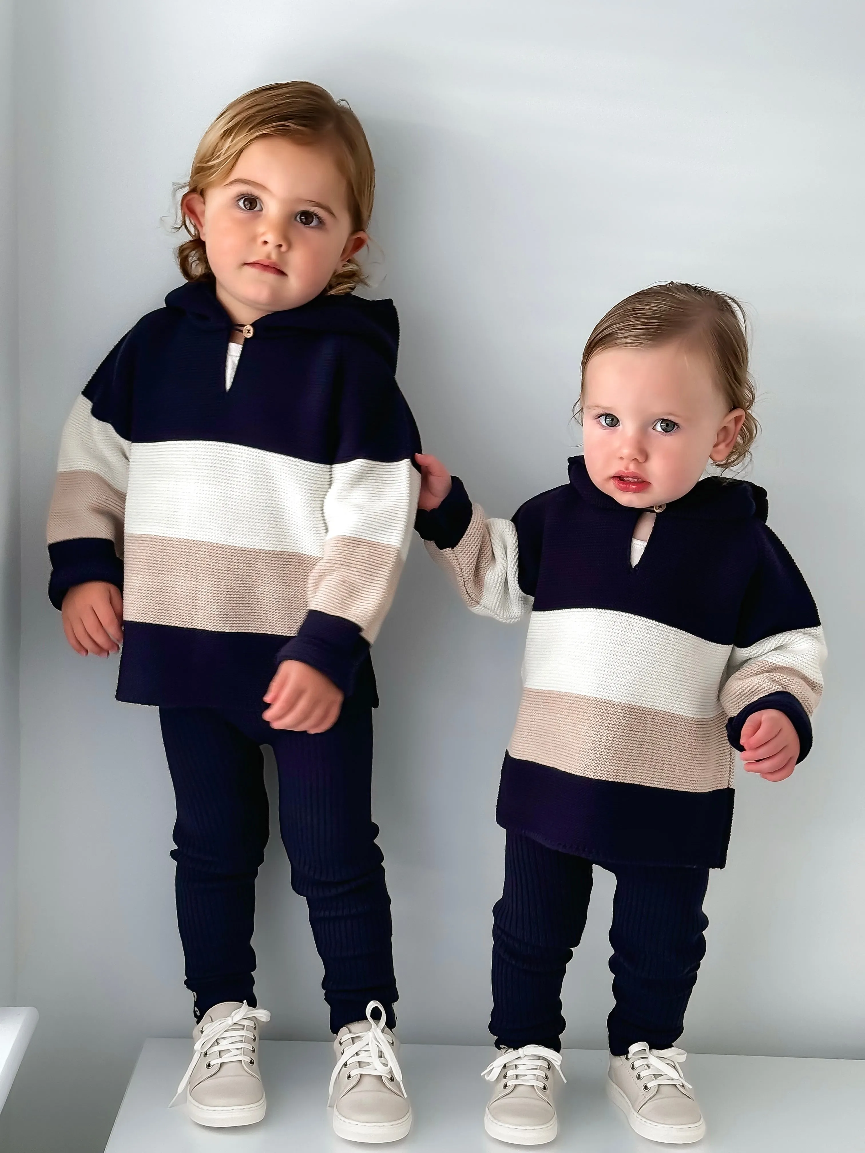 Granlei Navy & Beige Hoodie & Trouser Set