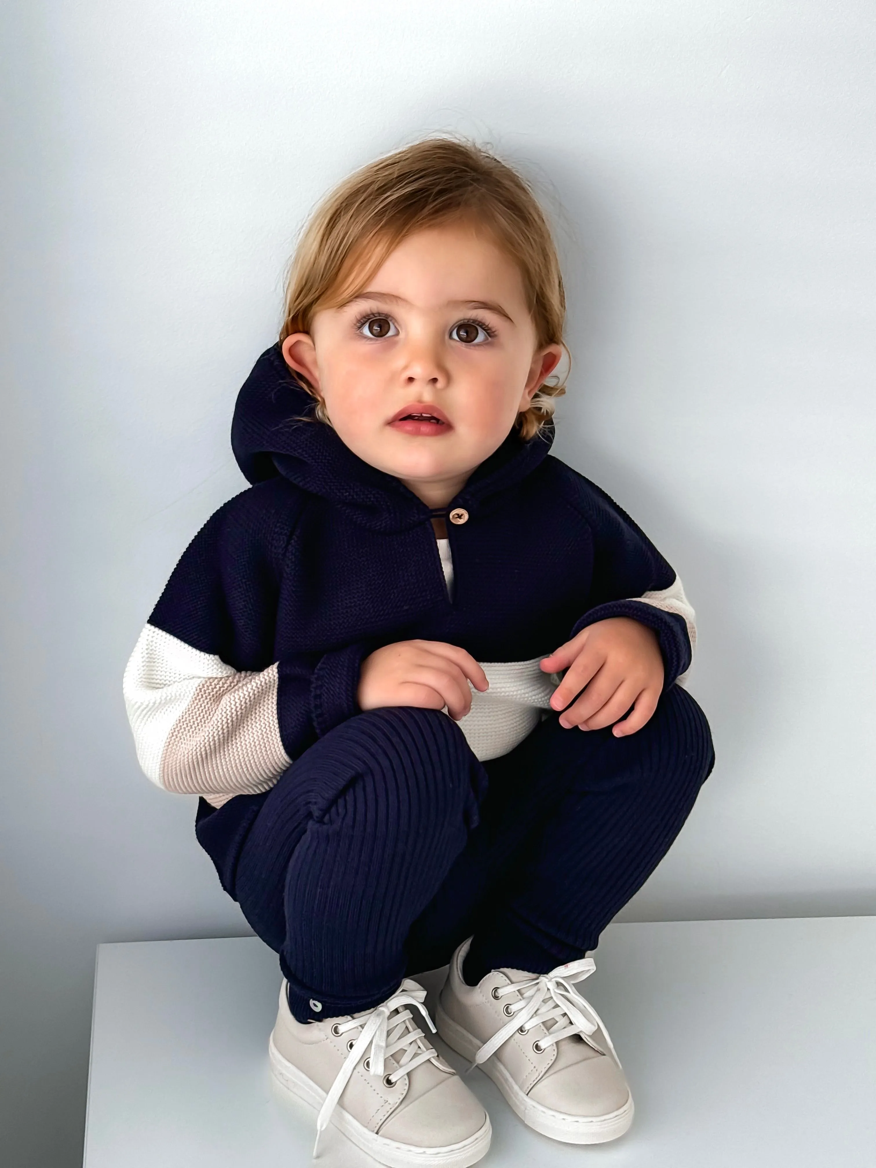 Granlei Navy & Beige Hoodie & Trouser Set