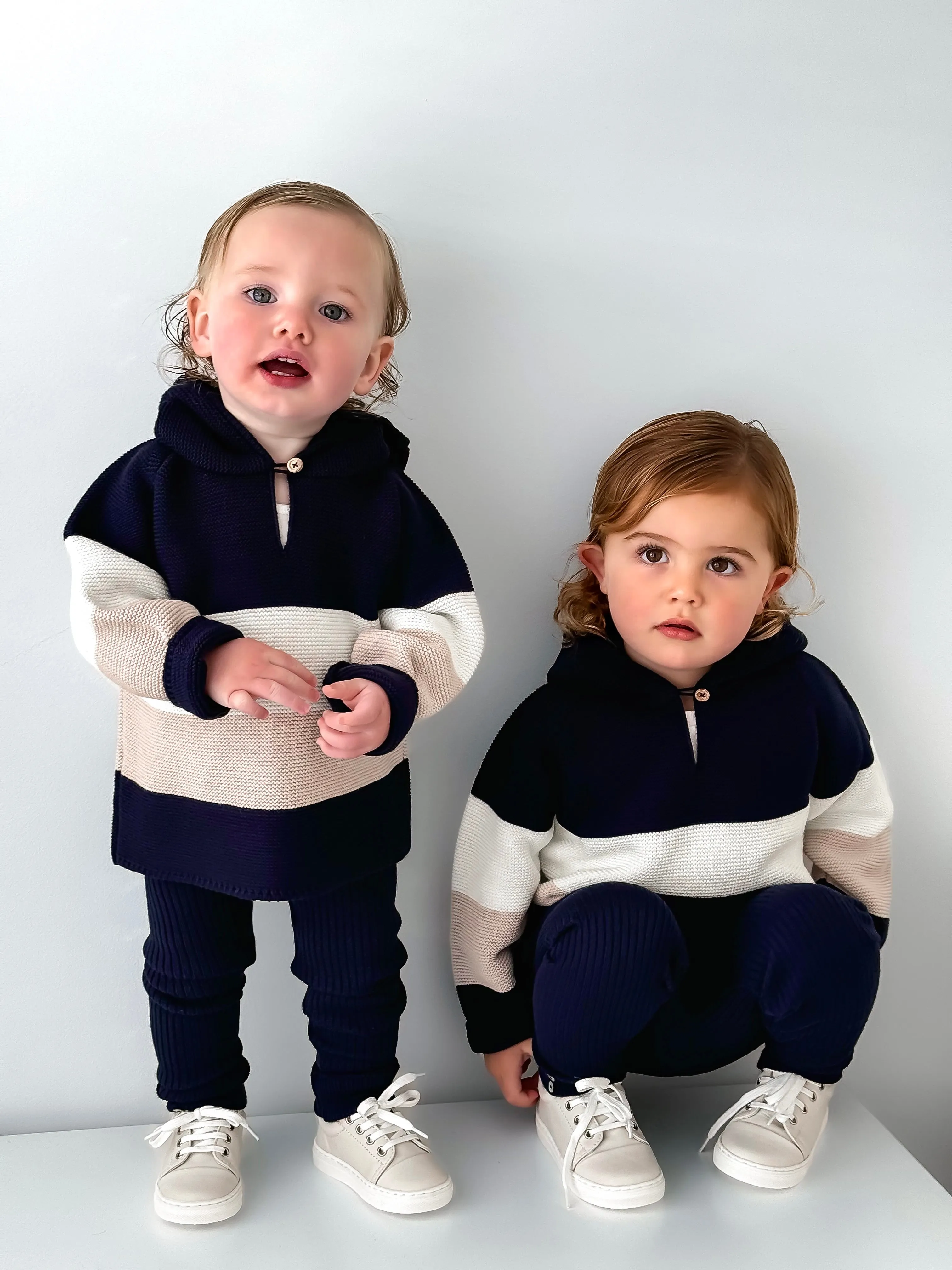 Granlei Navy & Beige Hoodie & Trouser Set