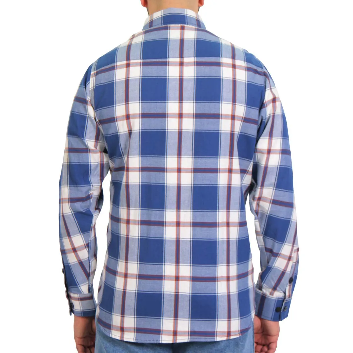 Hot Leathers FLM2025 Men's Blue, White and Red Flannel Long Sleeve