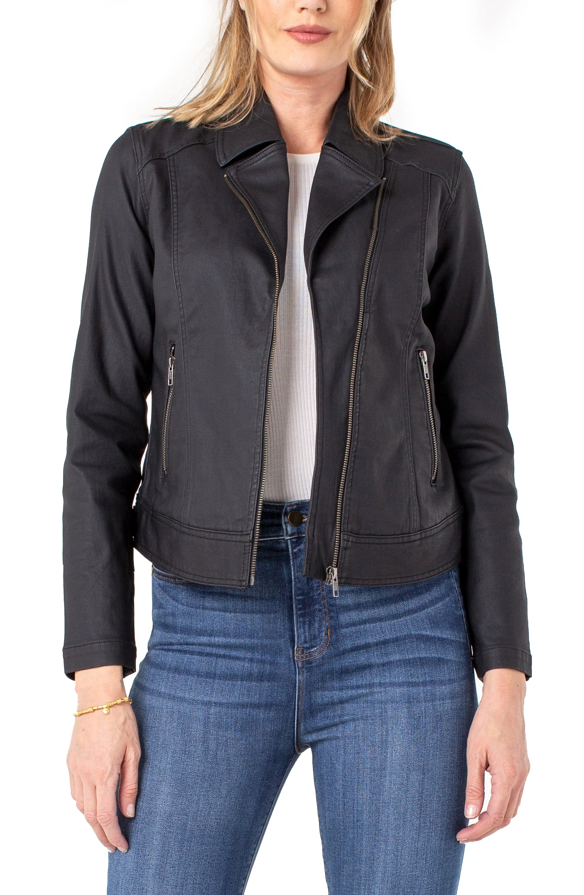 Liverpool Clean Moto Jacket - Coated Black
