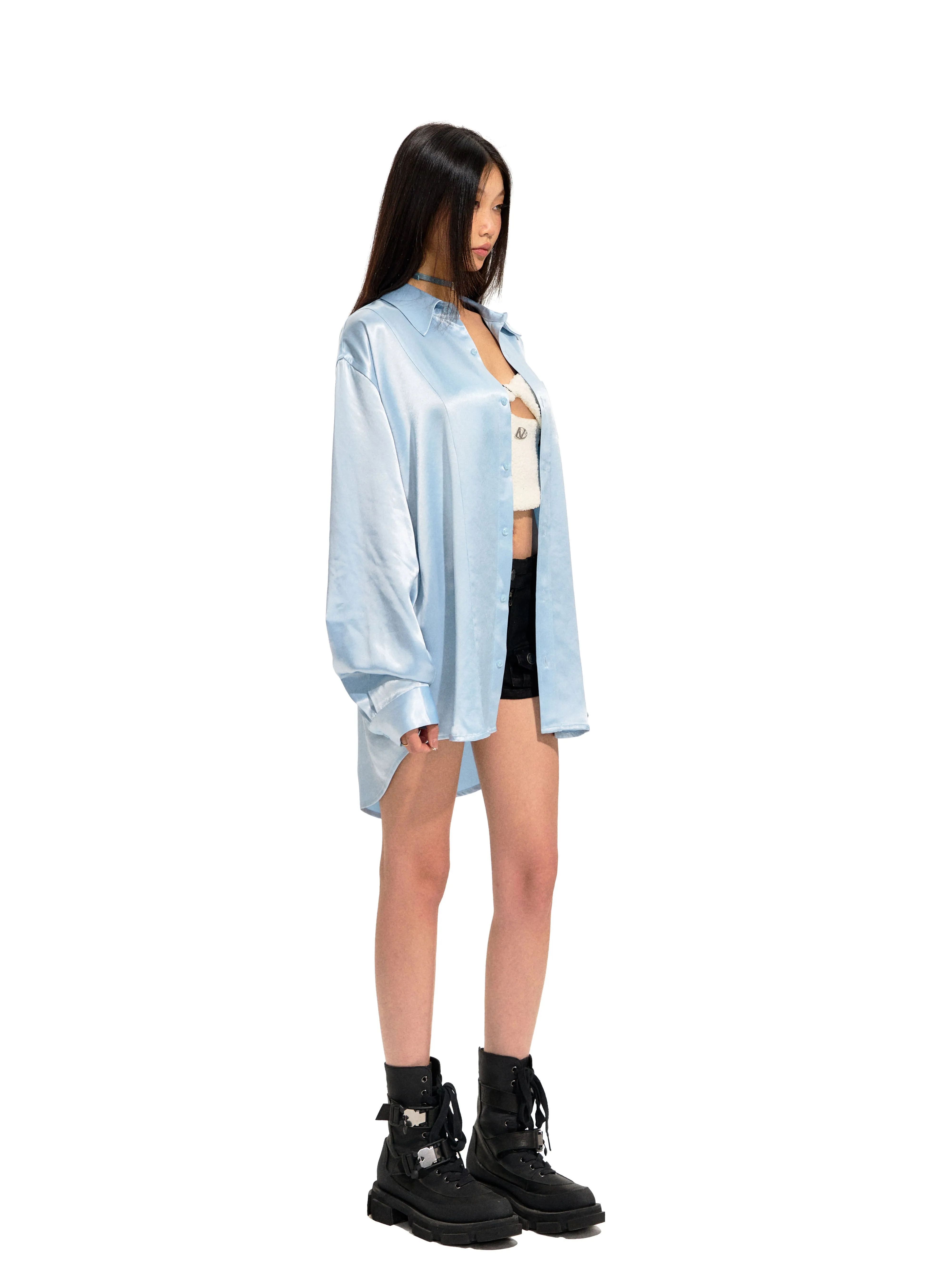 Loose Acetate Satin Shirt