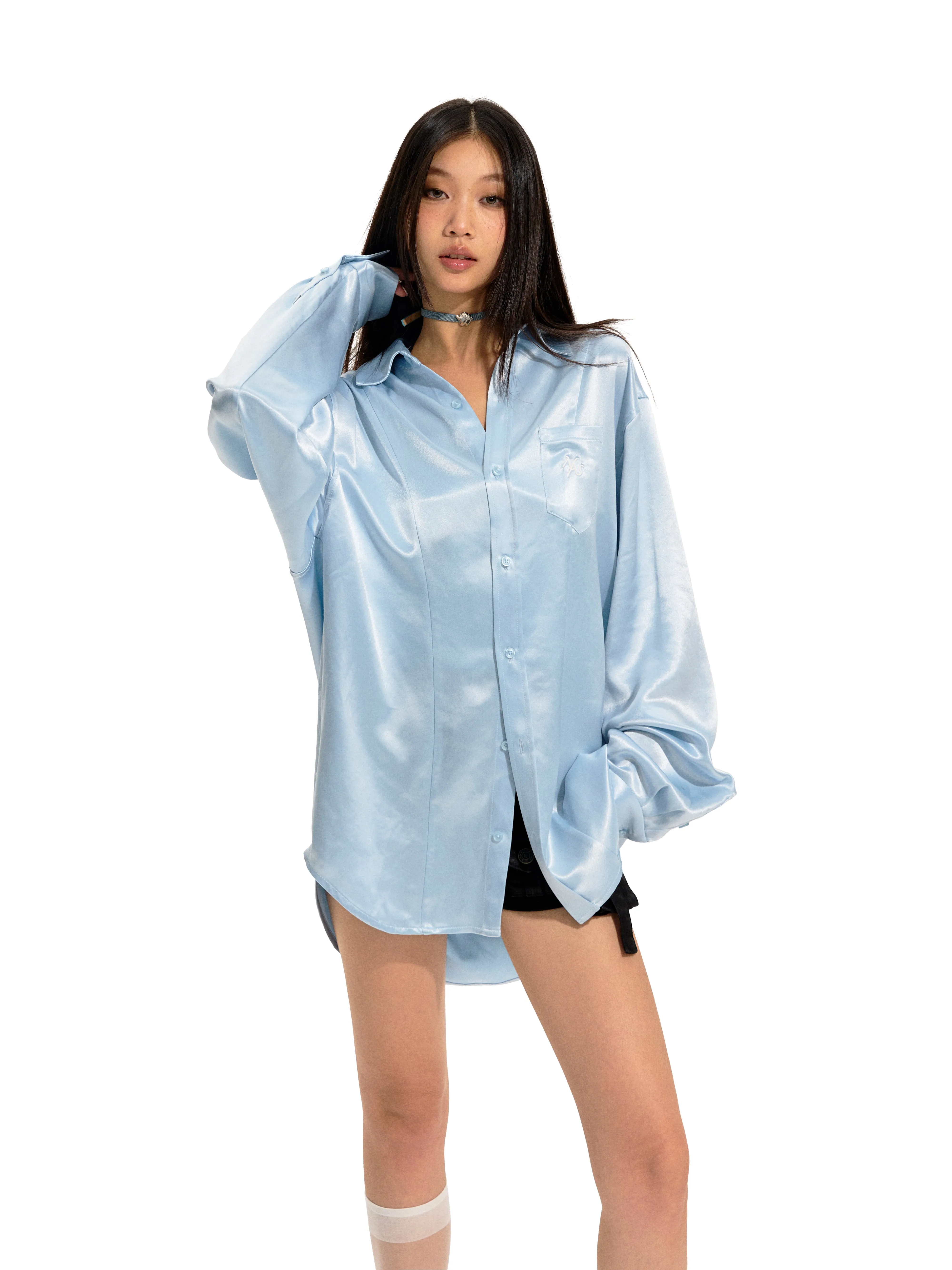 Loose Acetate Satin Shirt