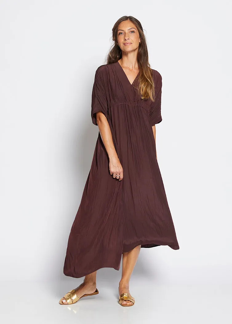 Misty Lustre kaftan dress in Chocolate