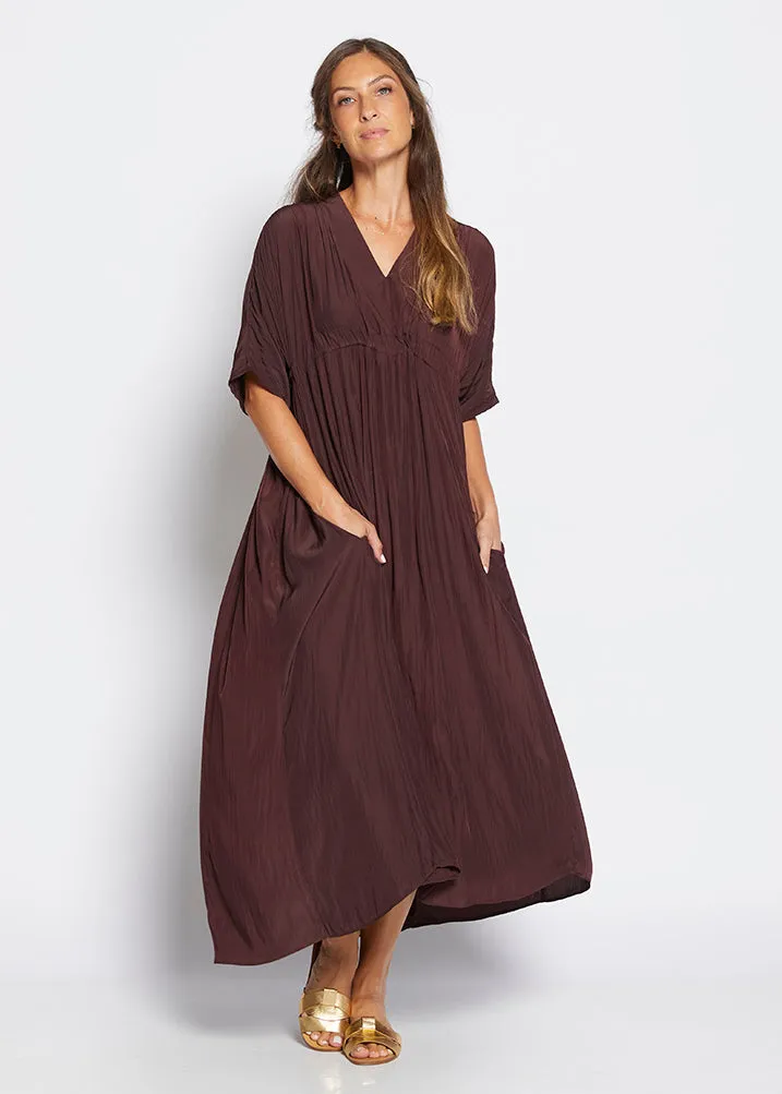 Misty Lustre kaftan dress in Chocolate