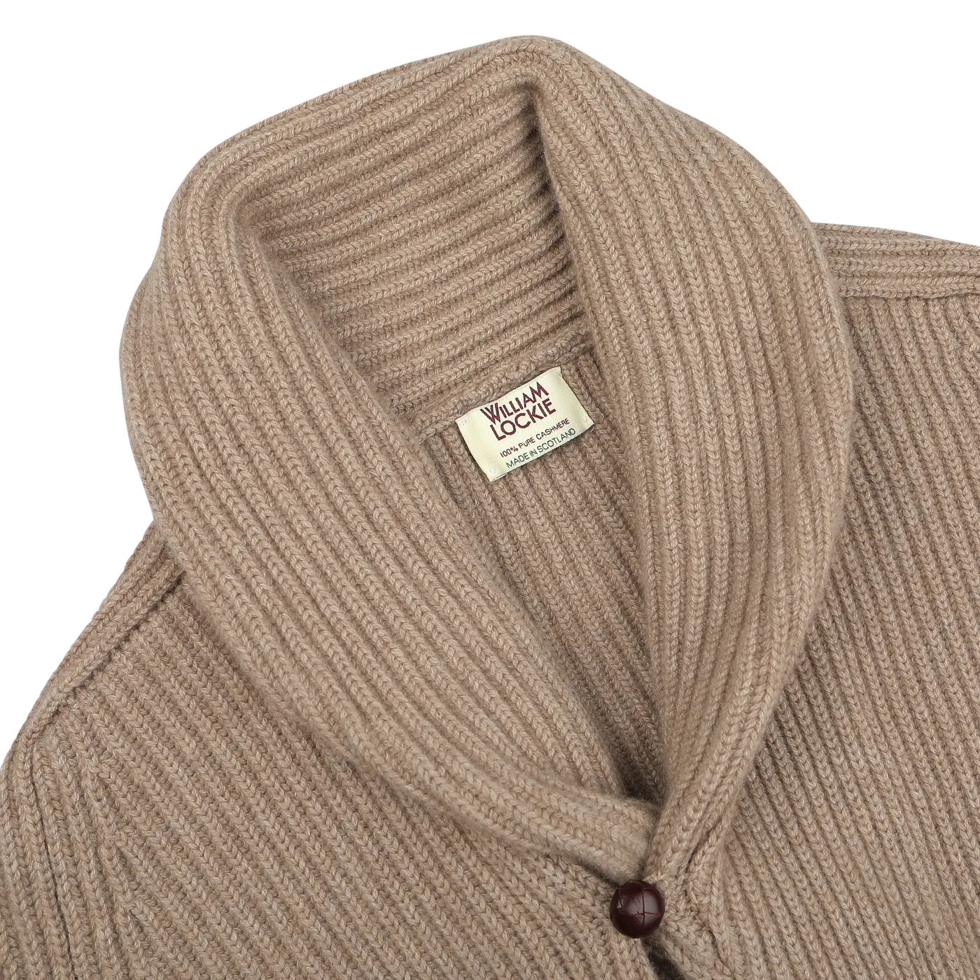 Natural Beige Cashmere Shawl Collar Cardigan