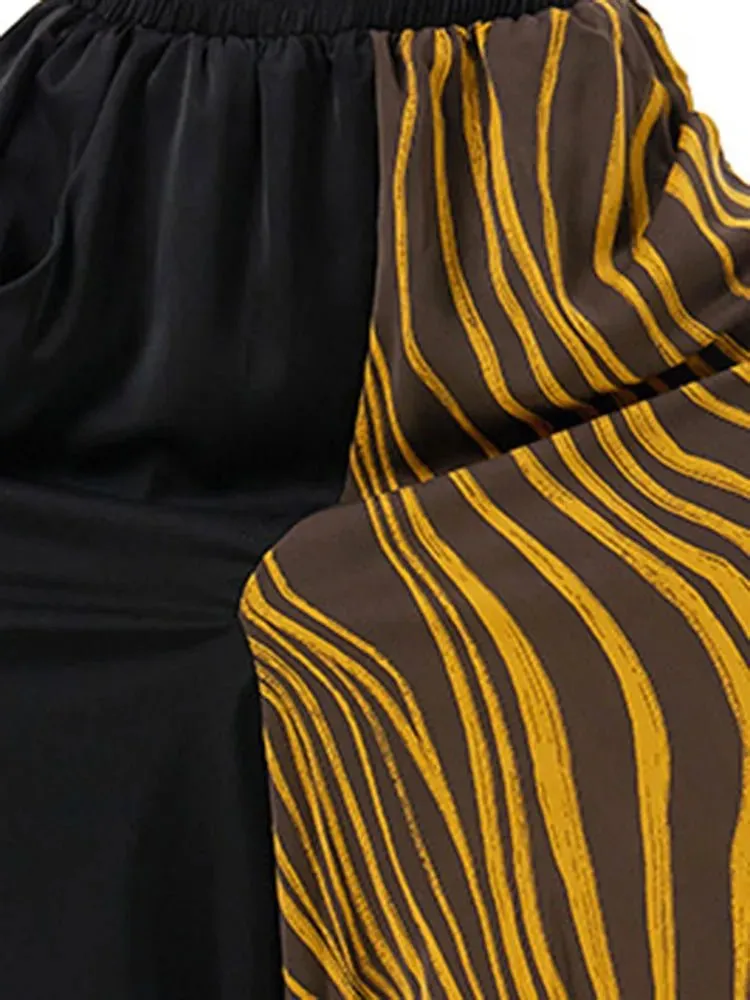 Pre Order:  Striped Color Block Wide-Leg Pants