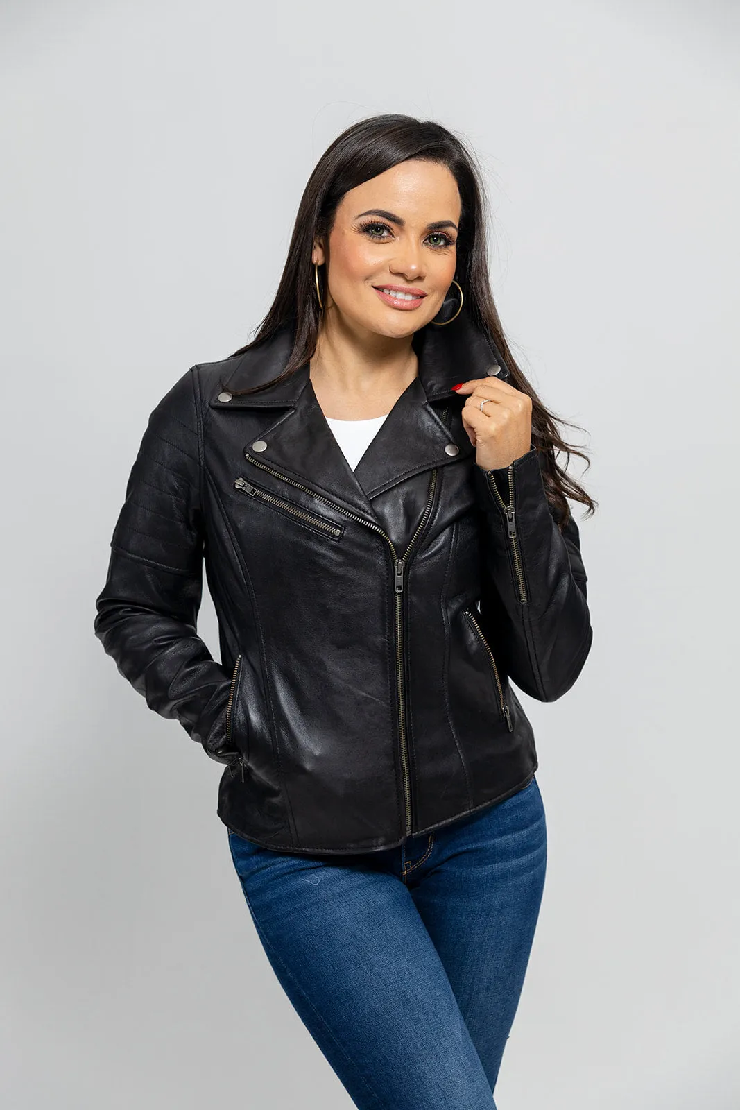 Princess Women's Moto Leather Jacket Black (POS)