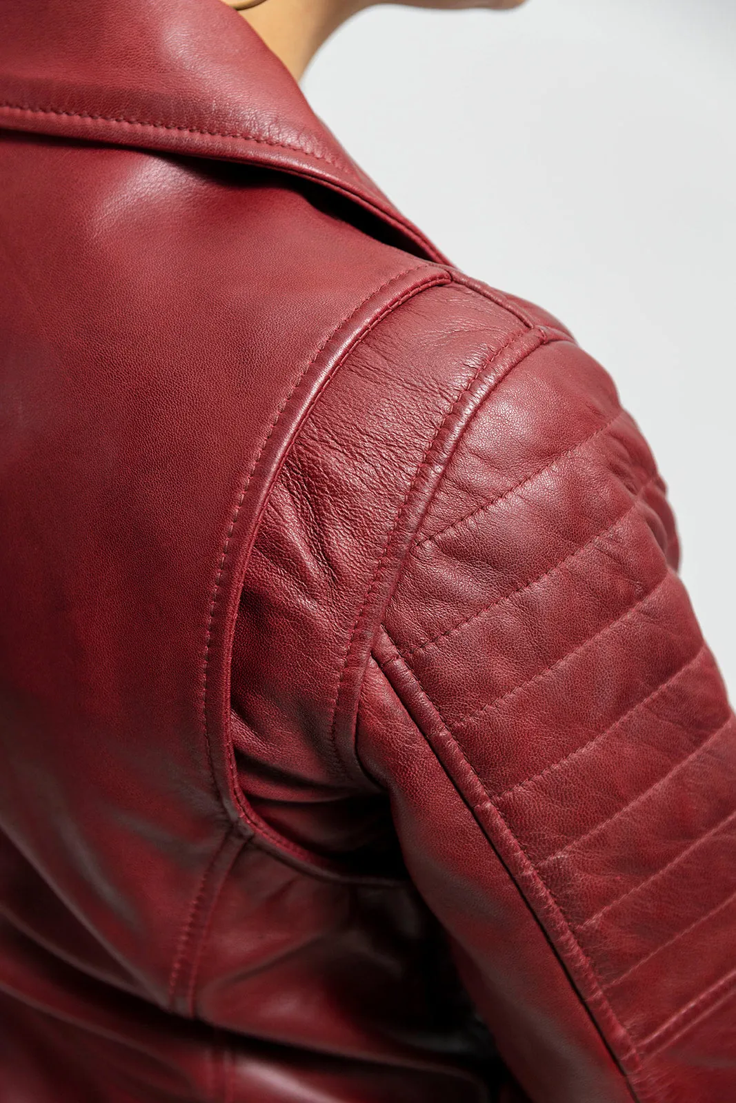 Princess Women's Moto Leather Jacket Oxblood (POS)