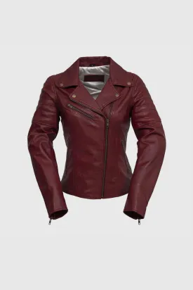 Princess Women's Moto Leather Jacket Oxblood (POS)