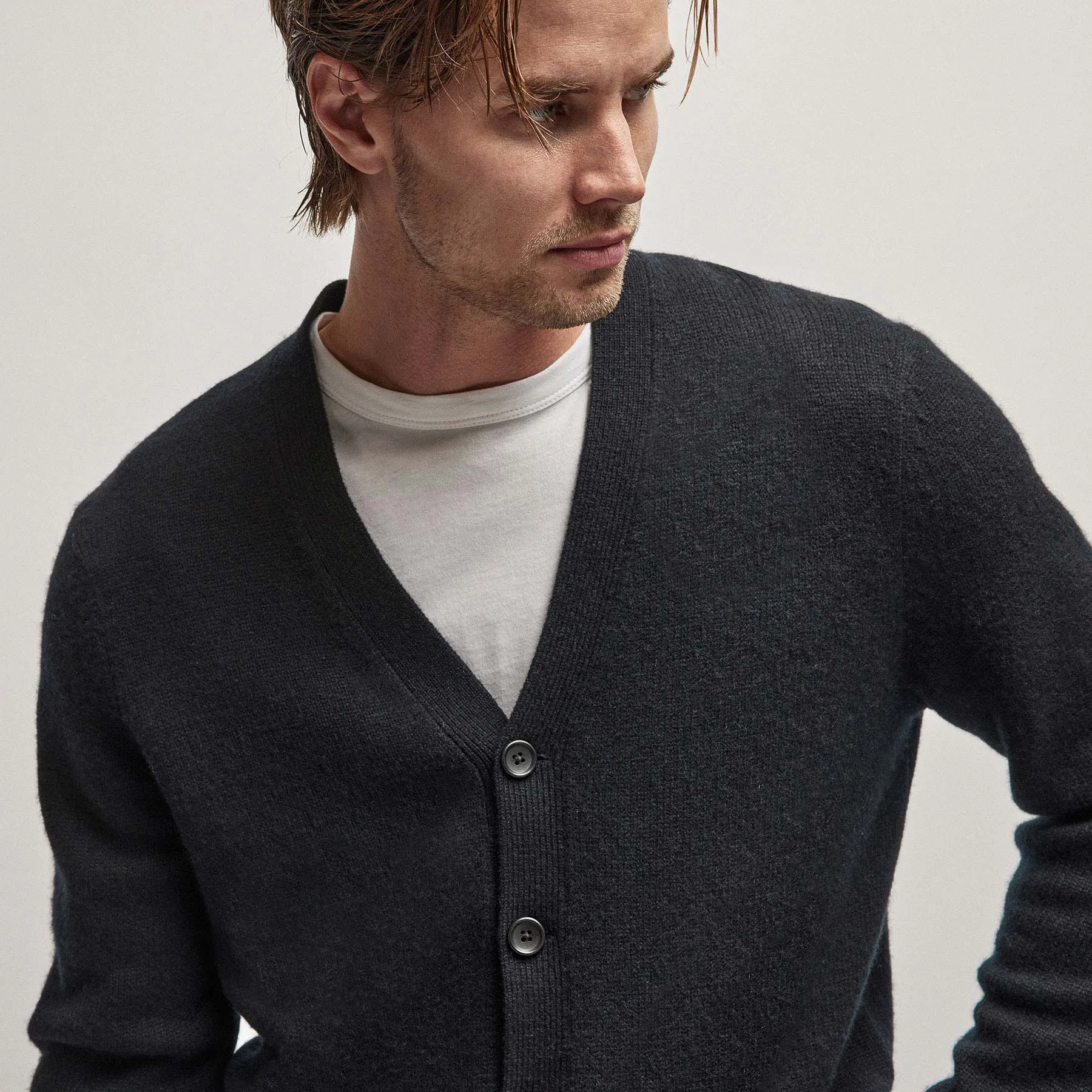 Recycled Cashmere Cardigan - Black