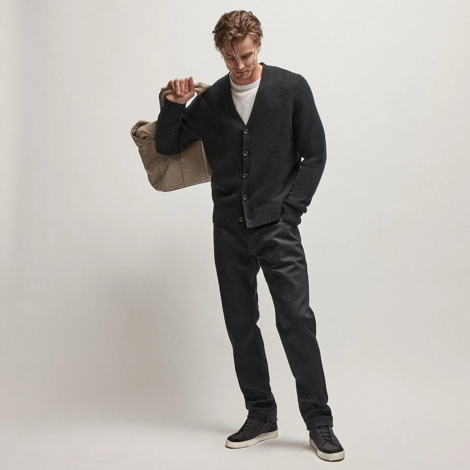 Recycled Cashmere Cardigan - Black