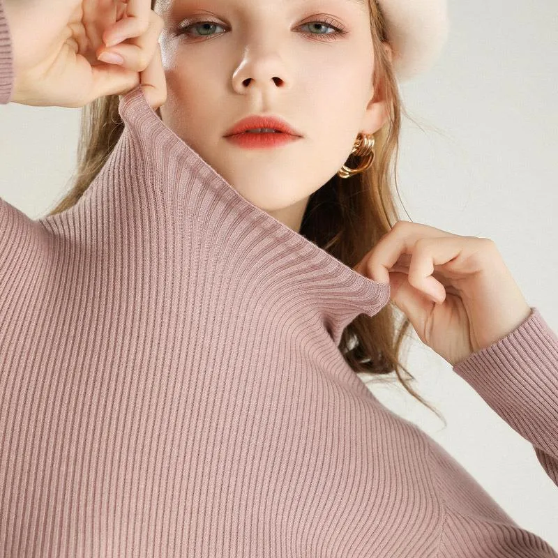 Toleet sweater outfits Autumn and Winter Half Turtleneck Striped Sweater Women's Solid Color Long Sleeve Bottoming Shirt Korean Style Slim Slimming Pullover Sweater