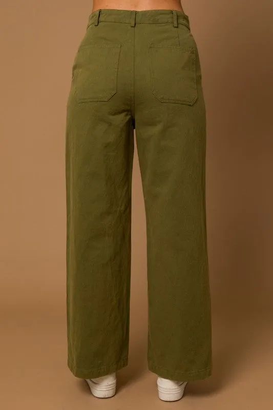 Twill Washed Wide Pants
