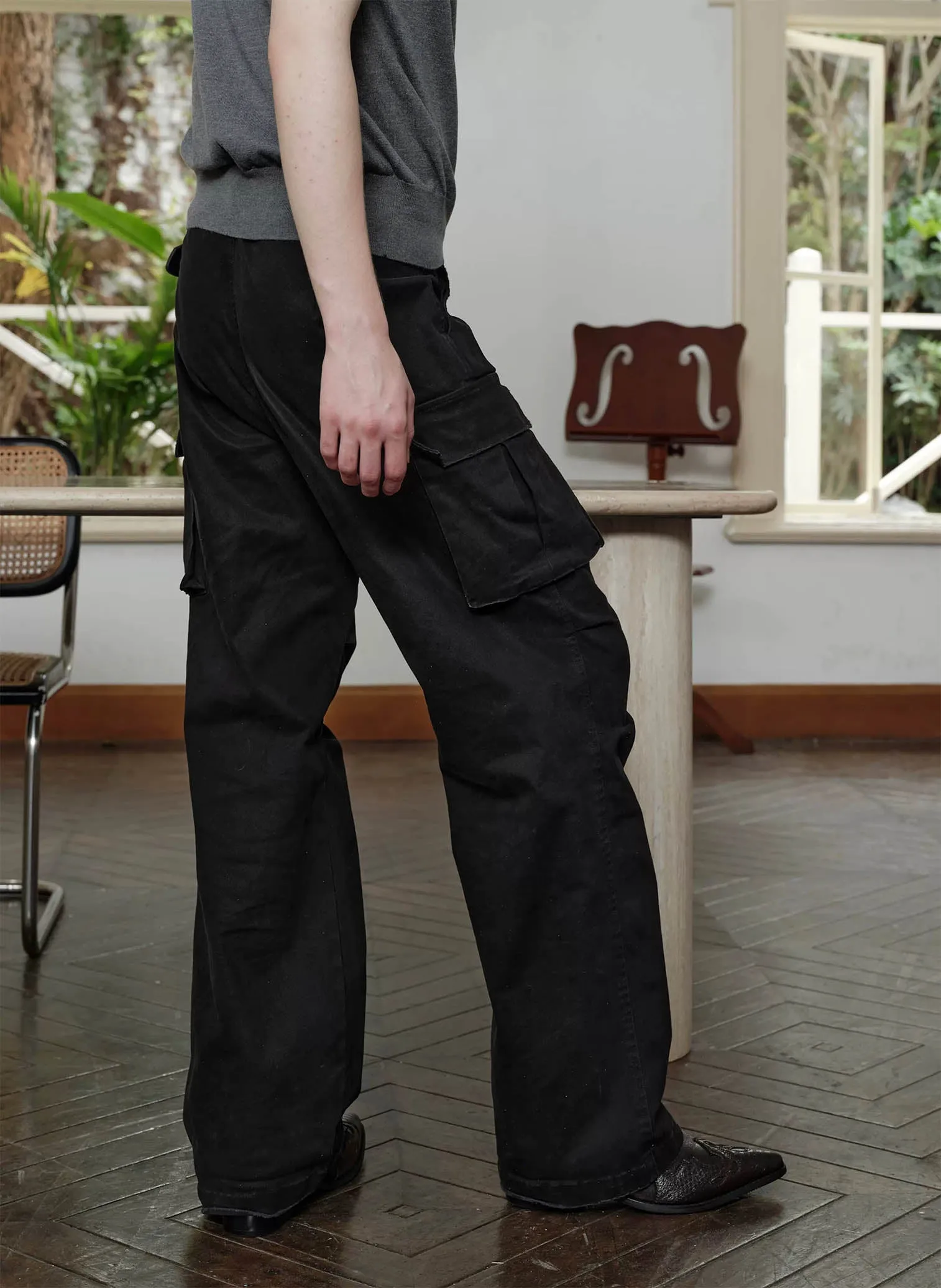 Washed Damaged Casual Pants