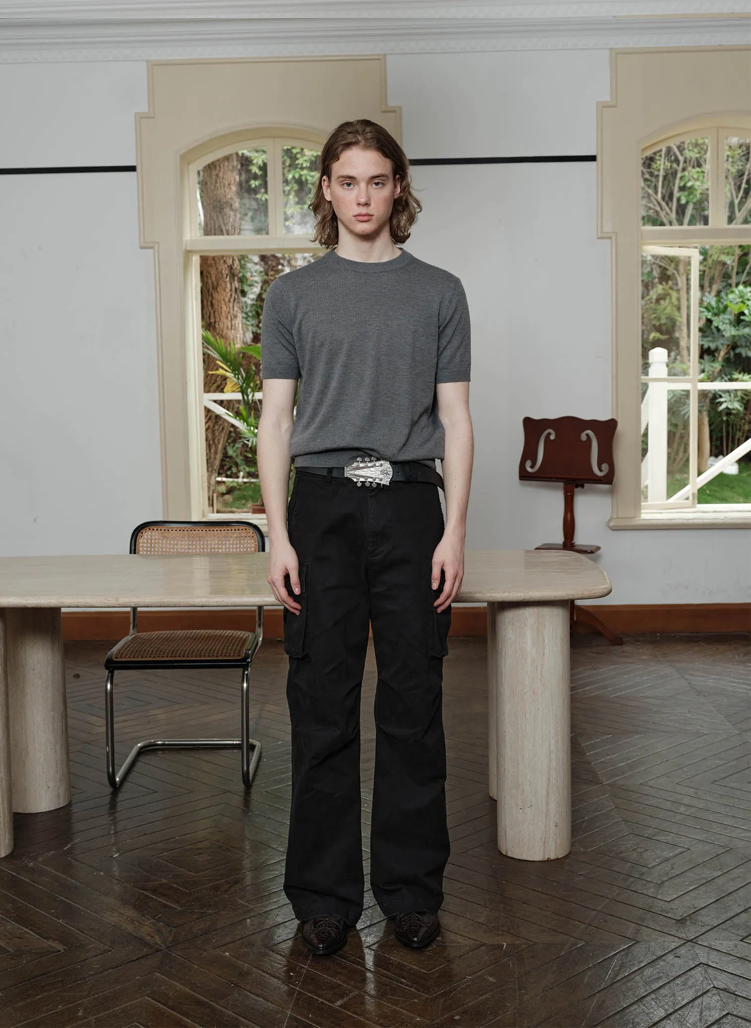 Washed Damaged Casual Pants