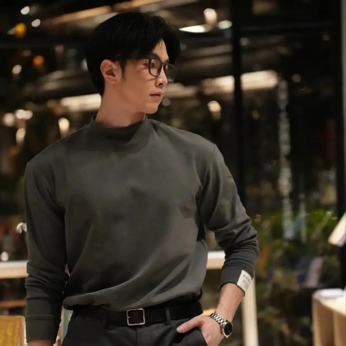 Wiaofellas Autumn Winter Warm Velvet Mid-collar Bottoming Shirt Men's Thickened Loose Casual High Street Off-shoulder T-shirts Male Clothes