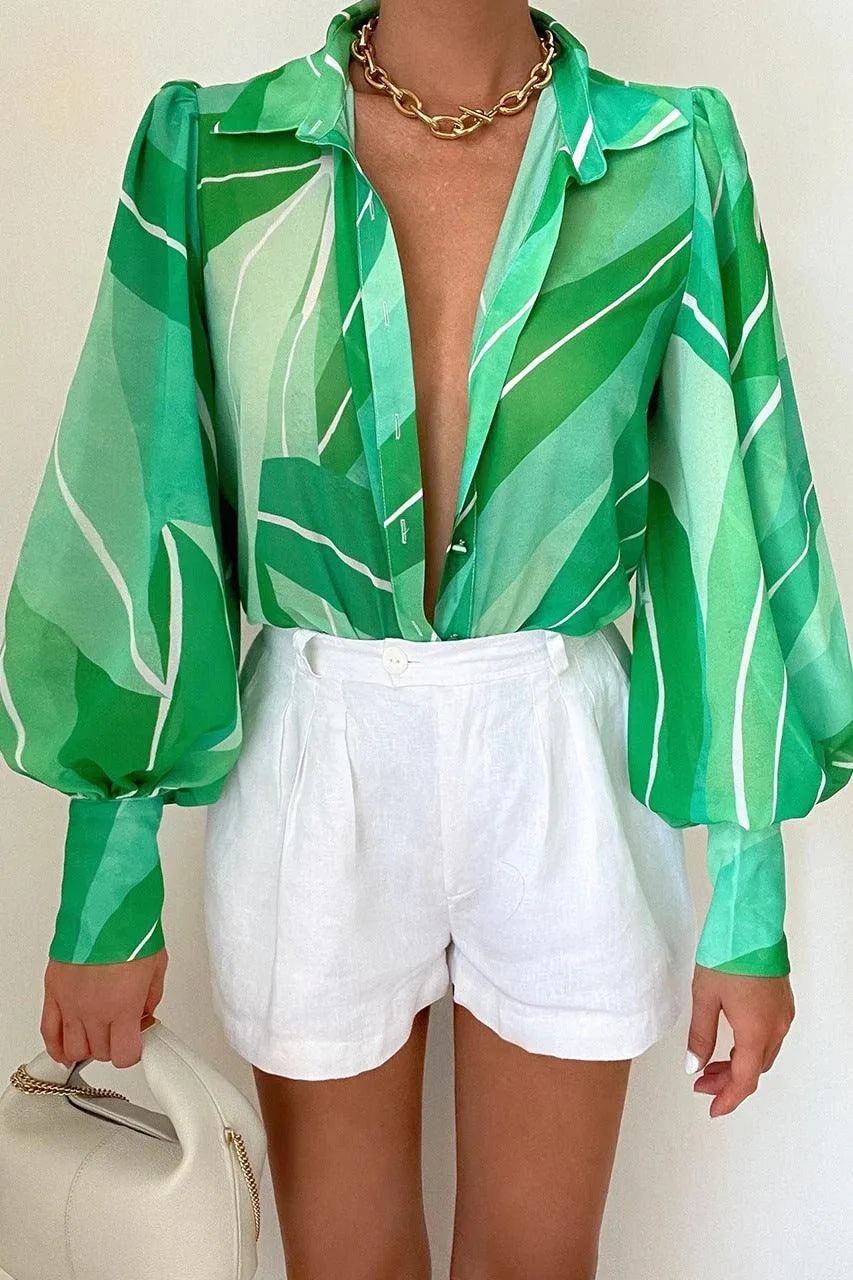 Women's Casual Bottoming Top Long-sleeved Printed Shirt
