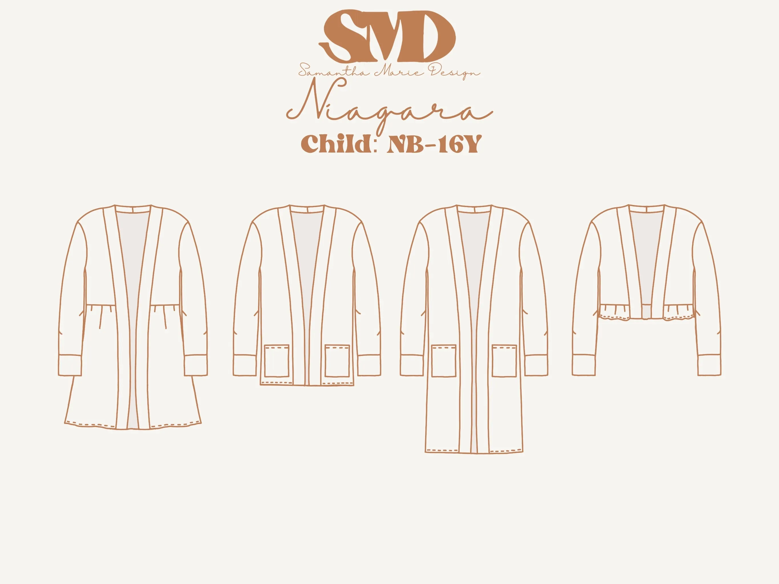 Youth Niagara Cardigan Digital Sewing Pattern Sizes NB-16Y